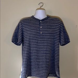 Billy Reid Stripe Tee - Washed Blue, Size XL